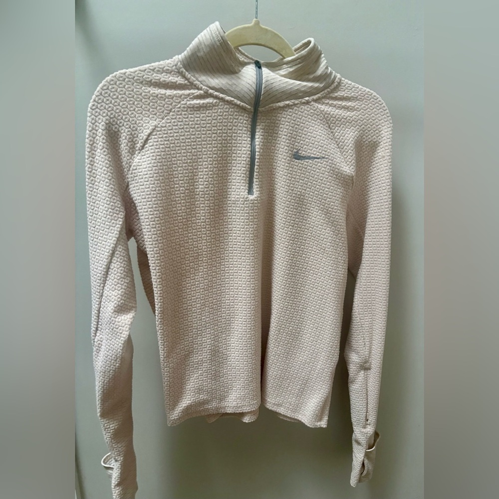 Nike Women's Cream Textured Half-Zip Therma-Fit